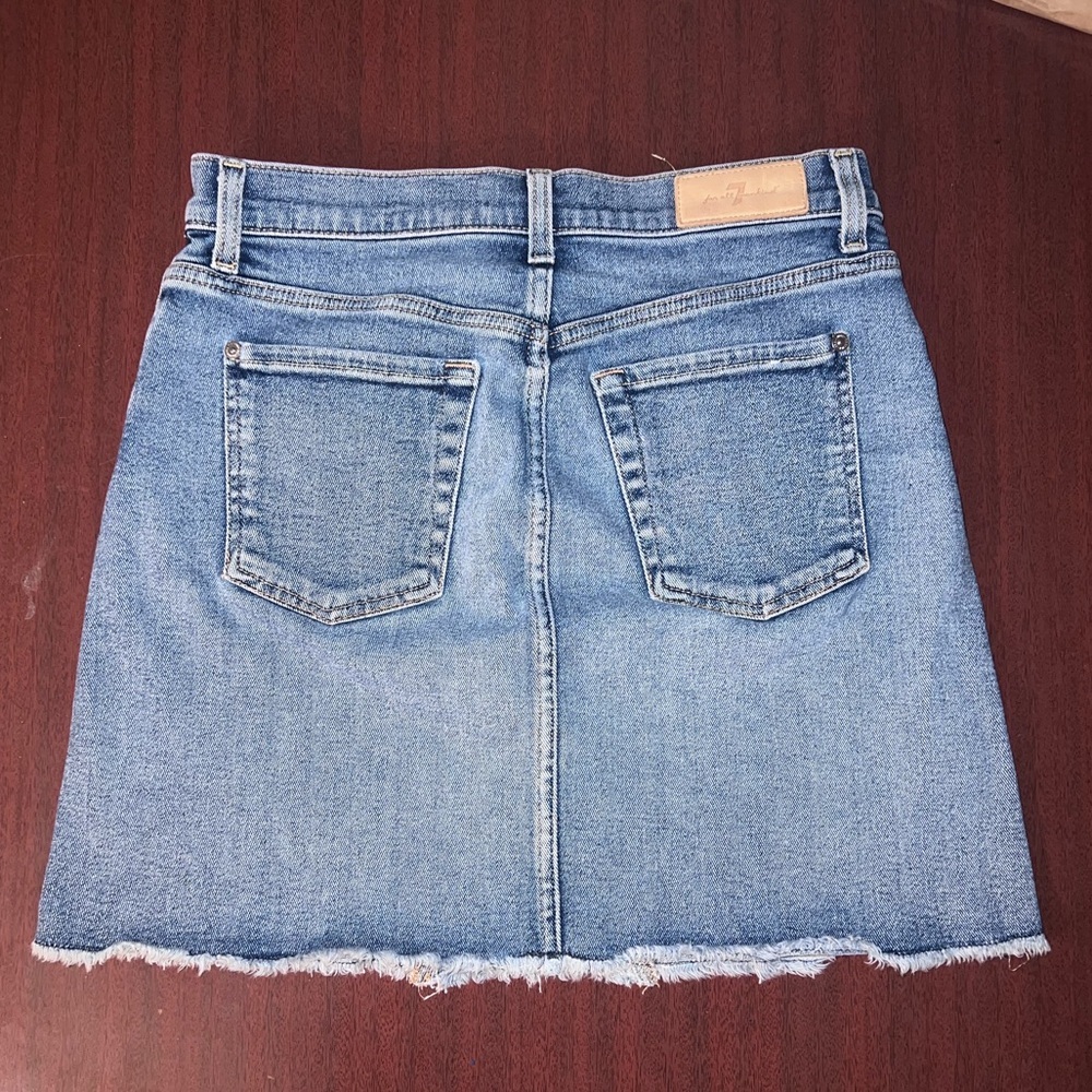 7 For All Mankind Blue Denim Mini Skirt - Picture 4 of 4